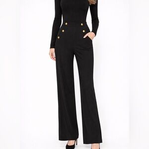 Elegant Black High-Waisted Wide Leg Pants Small